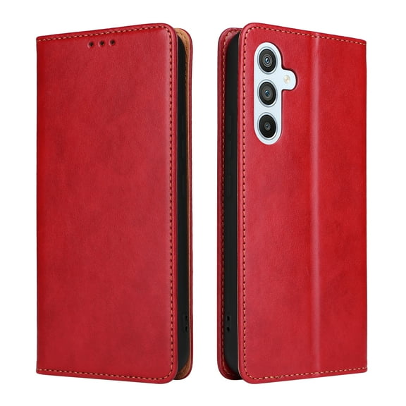 Compatible With Samsung Galaxy A26 5G Flip Phone Case, With Card Slots,PU Leather Flip Folding Kickstand,TPU Shockproof Rugged Ultra Slim Durable Protective Phone Case Cover,Red