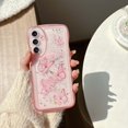 thumbnail image 1 of Compatible with Samsung Galaxy A26 5G Phone Case,Glitter Bling Shiny Star Sequin Butterfly Printing,Matte Cute Curly Wavy Frame,Shockproof Anti-fall Soft TPU Aesthetic Clear Phone Case,Pink, 1 of 10