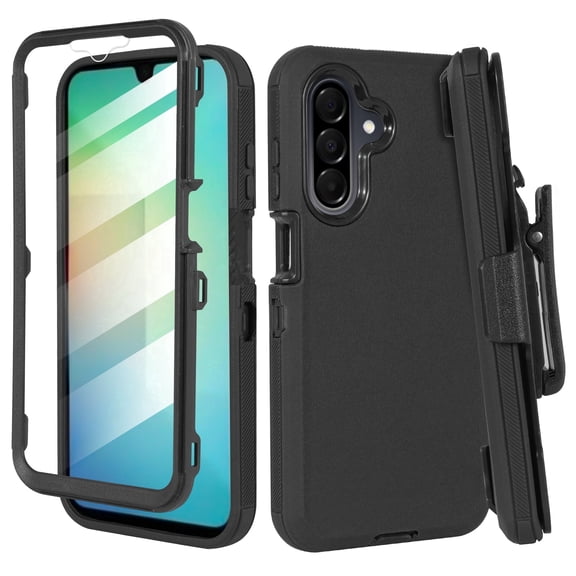 Compatible For Samsung Galaxy A26 Case by Thousand Gear– Heavy Duty Rugged Protective Cover with Belt Clip Holster & Built-in Screen Protector – Black