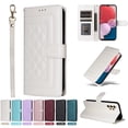 thumbnail image 1 of Compatible with Samsung Galaxy A32 4G Case, Premium Leather Wallet Book Case Magnetic Flip RFID Blocking Credit Card Holder Kickstand with Wrist Strap Shock Absorbing Case, White, 1 of 13