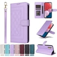 thumbnail image 1 of Compatible with Samsung Galaxy A32 4G Case, Premium Leather Wallet Book Case Magnetic Flip RFID Blocking Credit Card Holder Kickstand with Wrist Strap Shock Absorbing Case, Purple, 1 of 13