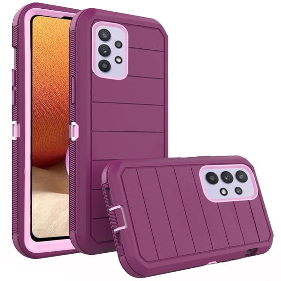 Compatible with Samsung Galaxy A32 5G 2021 6.5 inch Phone Case Hybrid Rugged Shockproof Hard Protective Drop Proof Full Body Heavy Duty Mobile Cell Cover for M32 A 32 SM-A326U A326U Women Men Purple