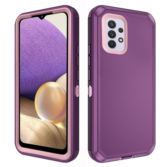 Compatible with Samsung Galaxy A32 5G 2021 6.5 inch Phone Case Hybrid Rugged Shockproof Hard Protective Drop Proof Full Body Heavy Duty Mobile Cell Cover for M32 A 32 SM-A326U A326U Women Men Purple