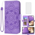 thumbnail image 1 of Compatible with Samsung Galaxy A32 5G 2021 6.5 inch Wallet Phone Case and Tempered Glass Screen Protector Flip Credit Card Holder Stand Flower Cell Cover for M32 G5 A 32 32A S32 SM-A326U A326U Purple, 1 of 9