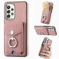 thumbnail image 1 of Compatible with Samsung Galaxy A32 5G Card Slot Back Case, 360 Degree Rotatable Ring Stand Plating Button PU Leather Support Magnetic Car Mount Phone Case Cover for Samsung Galaxy A32 5G, Pink, 1 of 14