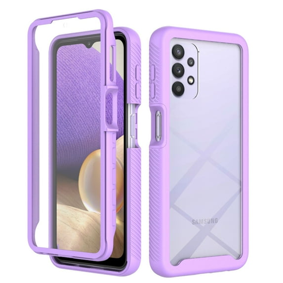 Compatible with Samsung Galaxy A32 5G Case, Dustproof Shockproof Case with Built-in Screen Protector, Bumper Frame Heavy Duty Full Body Protective Cover for Samsung Galaxy A32 5G, Purple