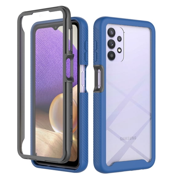 Compatible with Samsung Galaxy A32 5G Case, Dustproof Shockproof Case with Built-in Screen Protector, Bumper Frame Heavy Duty Full Body Protective Cover for Samsung Galaxy A32 5G, Darkblue