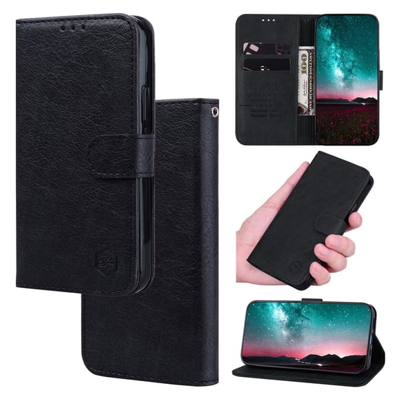 Compatible with Samsung Galaxy A33 5G Case Wallet Flip PU Leather, with Stand Strong Magnetic Clasp Closure Cash Credit Card Slots Protective Wallet Case for Samsung Galaxy A33 5G, Black