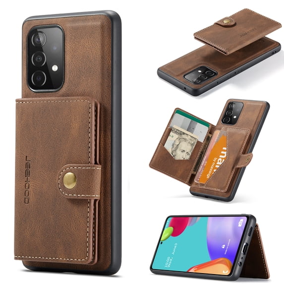 Compatible for Samsung Galaxy A33 5G Magsafe 2 in 1 Detachable Wallet Case Card Holder Women Men,Magnetic PU Leather RFID Blocking Flip Kickstand Credit Slots For Samsung Galaxy A33 5G,Brown
