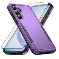 Compatible with Samsung Galaxy A35 5G Phone Case Tempered Glass Screen Protector Hybrid Rugged Shockproof Hard Protective Drop Proof Full Body Heavy Duty Mobile Cell Cover for A 35 35A A355G Purple