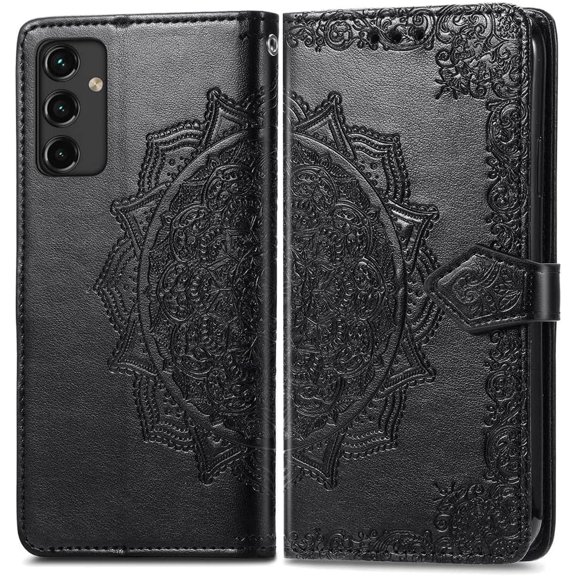Compatible with Samsung Galaxy A35 5G Wallet Case with Card Holder Leather Flip Magnetic Closure Shockproof Protective Case with Stand Cover for Samsung Galaxy A35 5G. Mandala Black