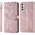 thumbnail image 1 of Compatible with Samsung Galaxy A35 5G Wallet Case Women Leather Flip Phone Case with Wrist Strap Magnetic Adjustable Stand Protective Case for Samsung Galaxy A35 5G Life Tree Rose Gold, 1 of 7
