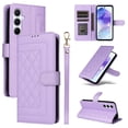 thumbnail image 1 of Compatible with Samsung Galaxy A35 Case, Premium Leather Wallet Book Case Magnetic Flip RFID Blocking Credit Card Holder Kickstand with Wrist Strap Shock Absorbing Case, Purple, 1 of 11