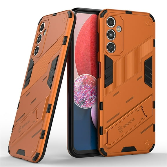 Compatible for Samsung Galaxy A35 Heavy Duty Case with Hidden Stand Magnetic Car Mount Holder, Hybrid Rugged Shockproof Anti-Scratches Cover Compatible with MagSafe for Galaxy A35, Orange