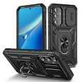 thumbnail image 1 of Compatible with Samsung Galaxy A35 with Sliding Cover Lens Protection & Kickstand, Built-in 360° Rotate Ring Stand Magnetic Card Slot Hybrid Cover Case for Samsung Galaxy A35, Black, 1 of 10