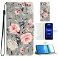 thumbnail image 1 of Compatible with Samsung Galaxy A35 Wallet Case for Women Girls, Pattern PU Leather Flip Cover with Card Holder and Kickstand Protective Phone Case with Lanyard for A35, Gray Bottom Flower, 1 of 7