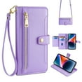 thumbnail image 1 of Compatible with Samsung Galaxy A35, Zipper Purse Shoulder Strap & Wrist Strap Card Slots Kickstand PU Leather Wallet Case Rugged Magnetic Closure for Samsung Galaxy A35, Purple, 1 of 6