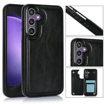 Compatible with Samsung Galaxy A36 5G Case, with PU Leather Credit Card Holder Magnetic Back Stand Cell Accessories Flip Purse Slim Design Phone Cover for Galaxy A36 5G Women Men, Black