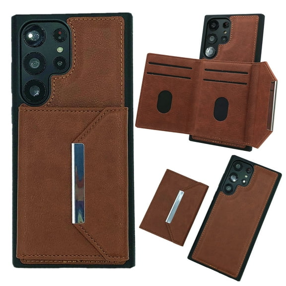 Compatible with Samsung Galaxy A36 5G, Premium PU Leather Phone Case Back Cover Magnetic Detachable Wallet Card Holder Pocket Fall Protection Kickstand for Samsung Galaxy A36 5G, Brown
