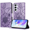 thumbnail image 1 of Compatible with Samsung Galaxy A36 5G Wallet Case,Sunflower Emboss PU Leather Flip Case for Women Men with Card Holder,Magnetic Closure,Flip Folding Kickstand,Shockproof Phone Case,Purple, 1 of 6