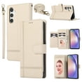 thumbnail image 1 of Compatible with Samsung Galaxy A36 5G Wallet Case, with Wrist Strap and Crossbody Strap, Make-up Mirror PU Leather Flip Credit Cell Cover Kickstand for Samsung Galaxy A36 5G Girls Women, Beige, 1 of 7