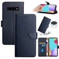 thumbnail image 1 of Compatible with Samsung Galaxy A42 5G Vintage Wallet || Real Leather Wallet Phone Case || Genuine Leather with Viewing Stand & Card Holder || Magnetic Flip Folio Cover with Card Slot, Blue, 1 of 16