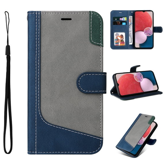 Compatible with Samsung Galaxy A42 5G Wallet Case, Classic Business Wristlet Shockproof Protective for Men Women PU Leather Card Slots Kickstand Phone Cover for Samsung Galaxy A42 5G, Blue