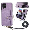 thumbnail image 1 of Compatible with Samsung Galaxy A42 5G Wallet Protective Case, Women Girls Kickstand PU Leather Zipper Card Slots Back Case with Adjustable Shoulder Strap for Samsung Galaxy A42 5G, Purple, 1 of 10