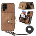 thumbnail image 1 of Compatible with Samsung Galaxy A42 5G Wallet Protective Case, Women Girls Kickstand PU Leather Zipper Card Slots Back Case with Adjustable Shoulder Strap for Samsung Galaxy A42 5G, Brown, 1 of 10
