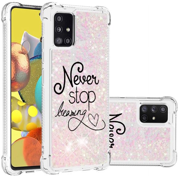 Compatible with Samsung Galaxy A51 5G Case Liquid Glitter Cute Stylish Slim TPU Silicone Quicksand Sparkle Shockproof Protective for Women Girls Case for Galaxy A51 5G Chasing Dreams YB
