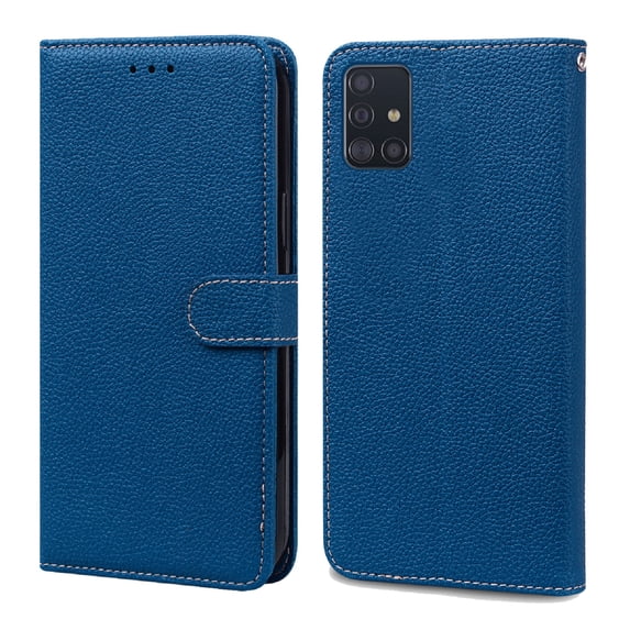 Compatible for Samsung Galaxy A51 5G Wallet Case, Shockproof PU Leather Wrist Strap Flip Case with Kickstand Card Slots Cover for Samsung Galaxy A51 5G 6.5 Inch,Darkblue