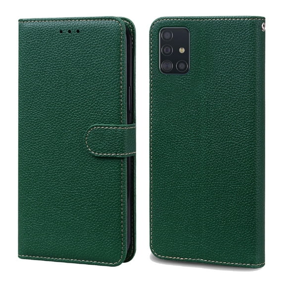 Compatible for Samsung Galaxy A51 5G Wallet Case, Shockproof PU Leather Wrist Strap Flip Case with Kickstand Card Slots Cover for Samsung Galaxy A51 5G 6.5 Inch,Darkgreen