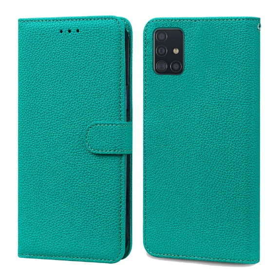 Compatible for Samsung Galaxy A51 5G Wallet Case, Shockproof PU Leather Wrist Strap Flip Case with Kickstand Card Slots Cover for Samsung Galaxy A51 5G 6.5 Inch,Green