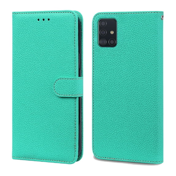 Compatible for Samsung Galaxy A51 5G Wallet Case, Shockproof PU Leather Wrist Strap Flip Case with Kickstand Card Slots Cover for Samsung Galaxy A51 5G 6.5 Inch,Skyblue