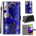 thumbnail image 1 of Compatible with Samsung Galaxy A52 4G/5G Wallet Case for Men Women, Premium PU Leather Flip Cover with Card Holder, Wrist Strap, Kickstand Shockproof Magnetic Clasp Case, Blue Rose + Golden Butterfly, 1 of 7