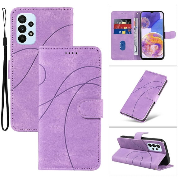 Compatible with Samsung Galaxy A52 4G/5G Wallet Case, Protective Vintage Premium PU Leather Flip with Card Holders Kickstand & Wrist Strap Folio Case Cover for Men Women for Galaxy A52, Purple