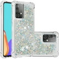 thumbnail image 1 of Compatible with Samsung Galaxy A52 5G Case Glitter Liquid Cute Clear Phone Case Floating Quicksand Shockproof Protective Bumper Silicone TPU Case for Samsung Galaxy A52 5G Love Sliver YB, 1 of 12