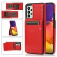 thumbnail image 1 of Compatible with Samsung Galaxy A52 5G Case Wallet with Credit Card Holder, Premium PU Leather Magnetic Clasp Kickstand Heavy Duty Protective Shock Absorbing Phone Cover for A52 5G, Red, 1 of 6