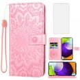 thumbnail image 1 of Compatible with Samsung Galaxy A52/A52S 5G Wallet Phone Case and Tempered Glass Screen Protector Flip Credit Card Holder Stand Mandala Flower Cell Cover for A 52 S 4G G5 52A S52 52S Women Men Pink, 1 of 8