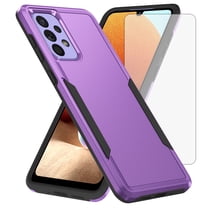 Compatible with Samsung Galaxy A53 5G Phone Case Tempered Glass Screen Protector Hybrid Rugged Shockproof Hard Protective Drop Proof Full Body Heavy Duty Mobile Cell Cover for A 53 G5 53A 2022 Purple