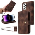 thumbnail image 1 of Compatible with Samsung Galaxy A53 5G Wallet Case, [6 Card Slots] Removable Adjustable Crossbody Necklace Lanyard Shoulder Strap Zipper PU Leather Case for Samsung Galaxy A53 5G, Brown, 1 of 7