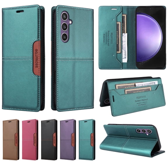 Compatible WIth Samsung Galaxy A53 5G Wallet Case,Magnetic Closure,Flip Folding Kickstand,With Card Slots,[RFID Blocking],With Shoulder Strap&Lanyard,PU Leather+TPU Shockproof Phone Case,Green