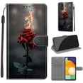 thumbnail image 1 of Compatible with Samsung Galaxy A53 5G Wallet Case for Men Women, Premium PU Leather Flip Cover with Card Holder, Wrist Strap, Kickstand Shockproof Magnetic Clasp Case, Fire Rose, 1 of 7