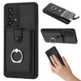 thumbnail image 1 of Compatible with Samsung Galaxy A53 5G Wallet Phone Case,360°Rotation Finger Ring Holder Kickstand,with Card Holder,Lychee Pattern PU Leather Durable Shockproof Rugged Phone Case,Black, 1 of 12