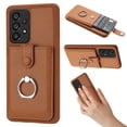 thumbnail image 1 of Compatible with Samsung Galaxy A53 5G Wallet Phone Case,360°Rotation Finger Ring Holder Kickstand,with Card Holder,Lychee Pattern PU Leather Durable Shockproof Rugged Phone Case,Brown, 1 of 12