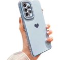 thumbnail image 1 of Compatible with Samsung Galaxy A53 5g 6.5” Phone Case Luxury Electroplated Cute Side Love Hearts Pattren Cover for Women Camera Lens Protection Soft Silicone Shockproof Bumper (Blue), 1 of 11