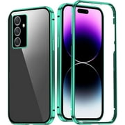 Compatible with Samsung Galaxy A54 5G Case with Built-in Privacy Glass Screen Protector, Ultra Slim Samsung A54 5G Phone Case Clear for Women Men Shockproof Protective Cover Green