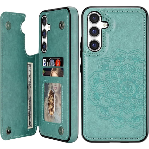 Compatible with Samsung Galaxy A54 5G Case Wallet with Card Slot Flip Leather Mandala Magnetic Clasp Protective Phone Case for Samsung Galaxy A54 Case Wallet(Green-6.4 inch)