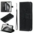 thumbnail image 1 of Compatible with Samsung Galaxy A54 5G Case Wallet Case with Kickstand Credit Card Holder Slots Cute Cat Butterfly & Tree Embossed Premium PU Leather Protective Phone Case with Wrist Strap,Black, 1 of 8