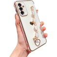 thumbnail image 1 of Compatible with Samsung Galaxy A54 5G Phone Case with Heart Bracelet Strap Luxury Plating Cute Love Heart Case Hand Chain Case Soft Case for Galaxy A54 6.4 inch (White), 1 of 9